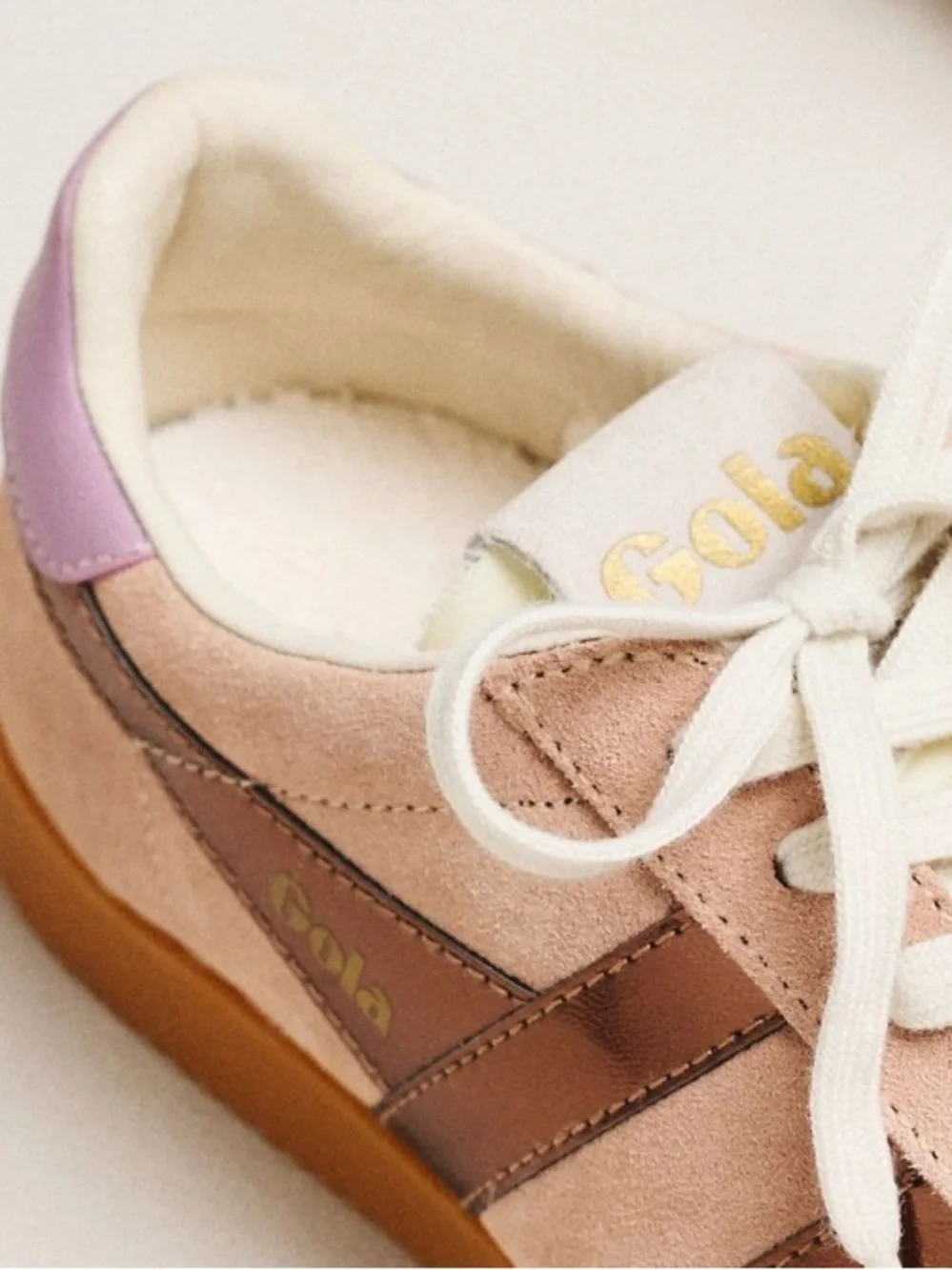 Gola Elan Glitz Sneakers - Cameo/Bronze/Candy suede - NIB